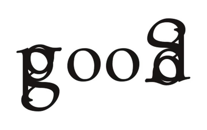 Rotational ambigram of the word good, Classic Serif style