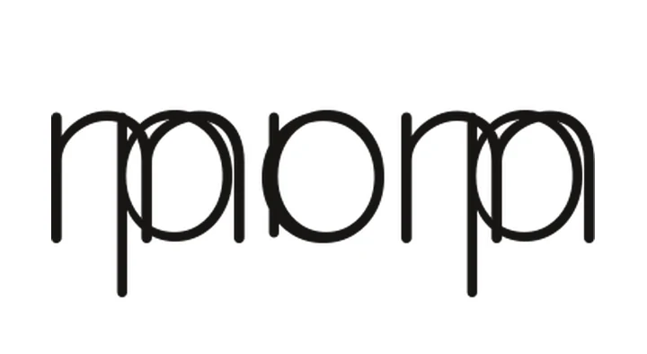 Ambigram that reads mom upright and dad upside down, Rounded style