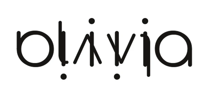 Rotational ambigram of the word olivia, Soft style